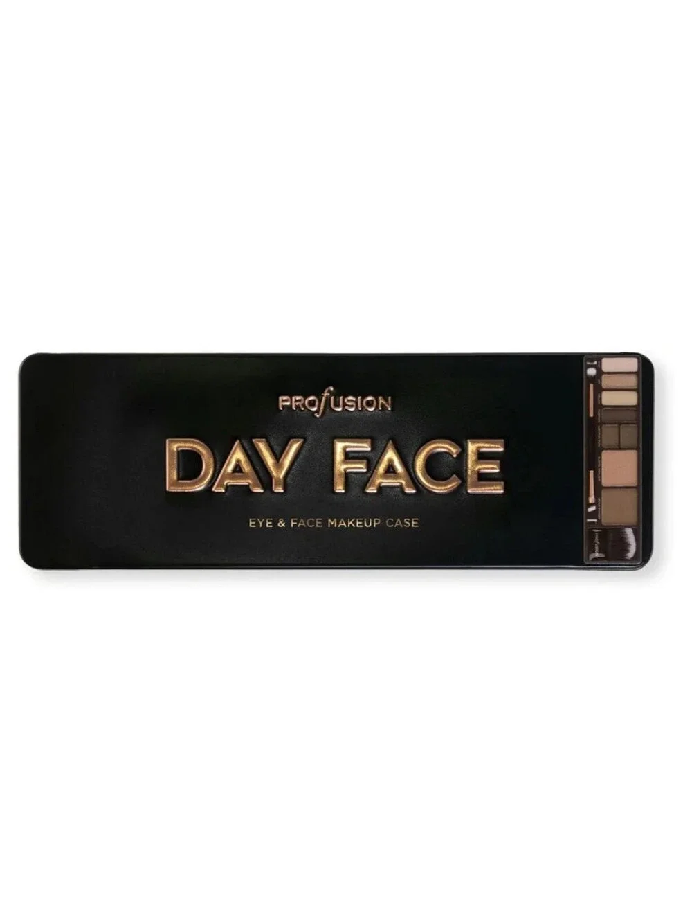 PROFUSION COSMETICS DAY FACE PRO MAKEUP CASE - 8 SHADES PALETTE WITH BRUSHES NEW